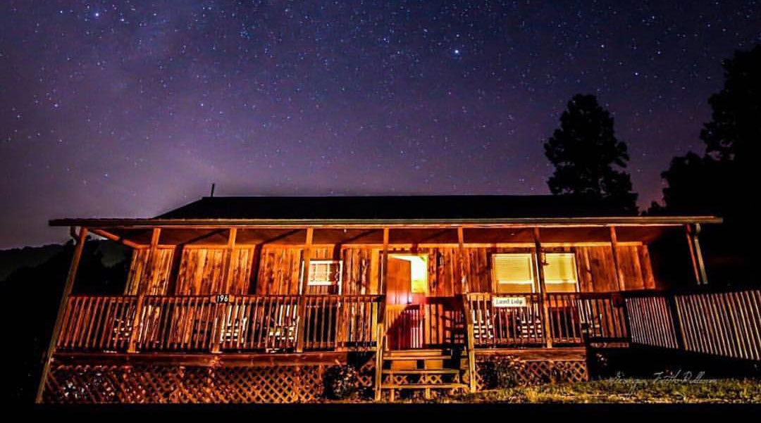 Appalachian Mountain cabin at night tie