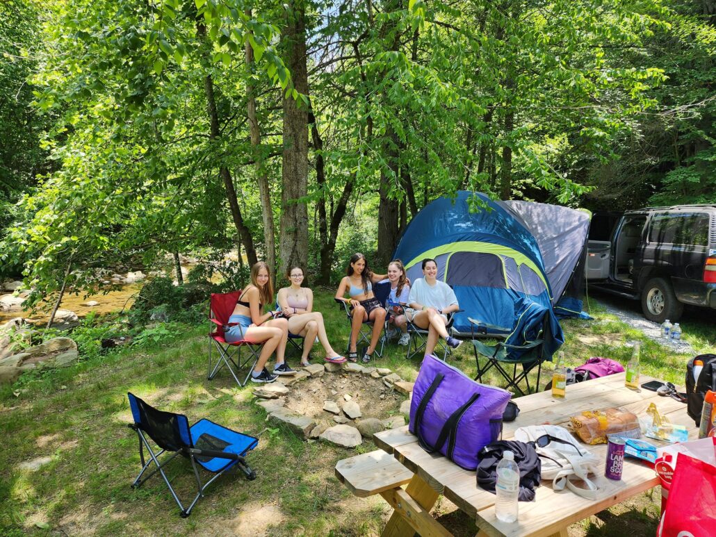 Campers enjoy a nice refreshing campsite next to Stony Creek.